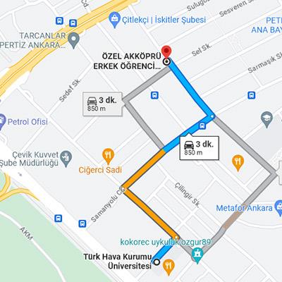 akköprü erkek yurdu ulaşım