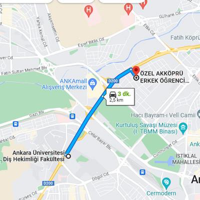 akköprü erkek yurdu ulaşım