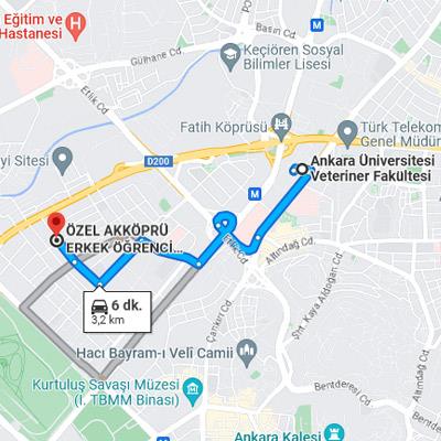 akköprü erkek yurdu ulaşım