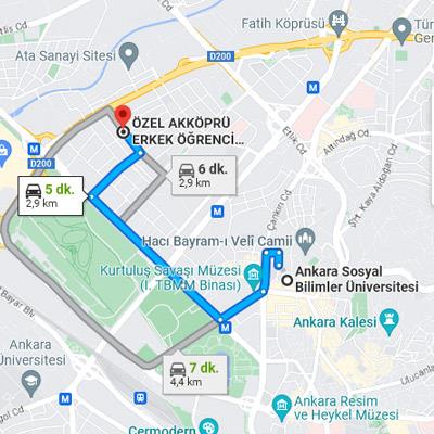 akköprü erkek yurdu ulaşım