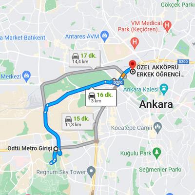 akköprü erkek yurdu ulaşım