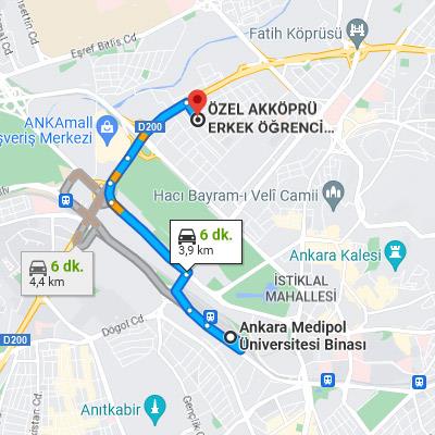 akköprü erkek yurdu ulaşım